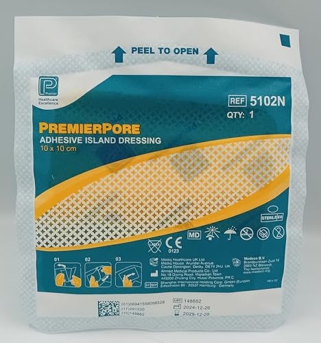 PremierPore Adhesive Island Dressings â€“ Sterile, Breathable Wound Dressings with Absorbent Non-Adherent Pad (10x10, 10, Count)